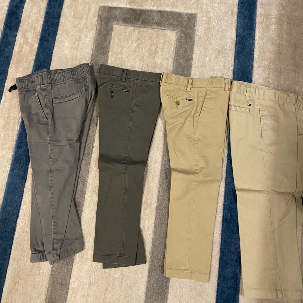 Selling as bundle 4 boys pants and 4 dress shirts
